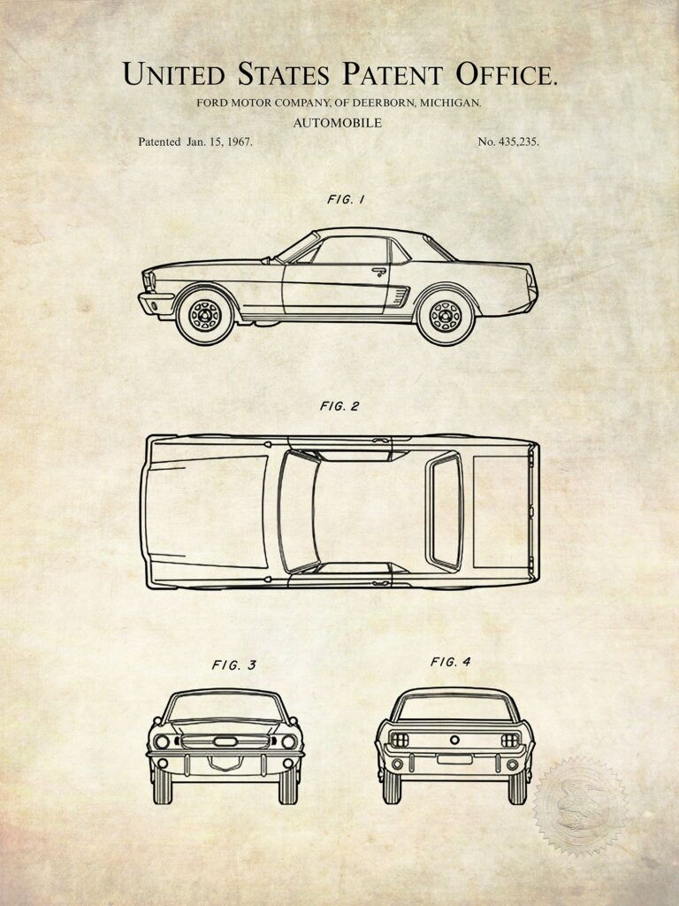 Ford Mustang Coupe | 1967 Automobile Patent Print