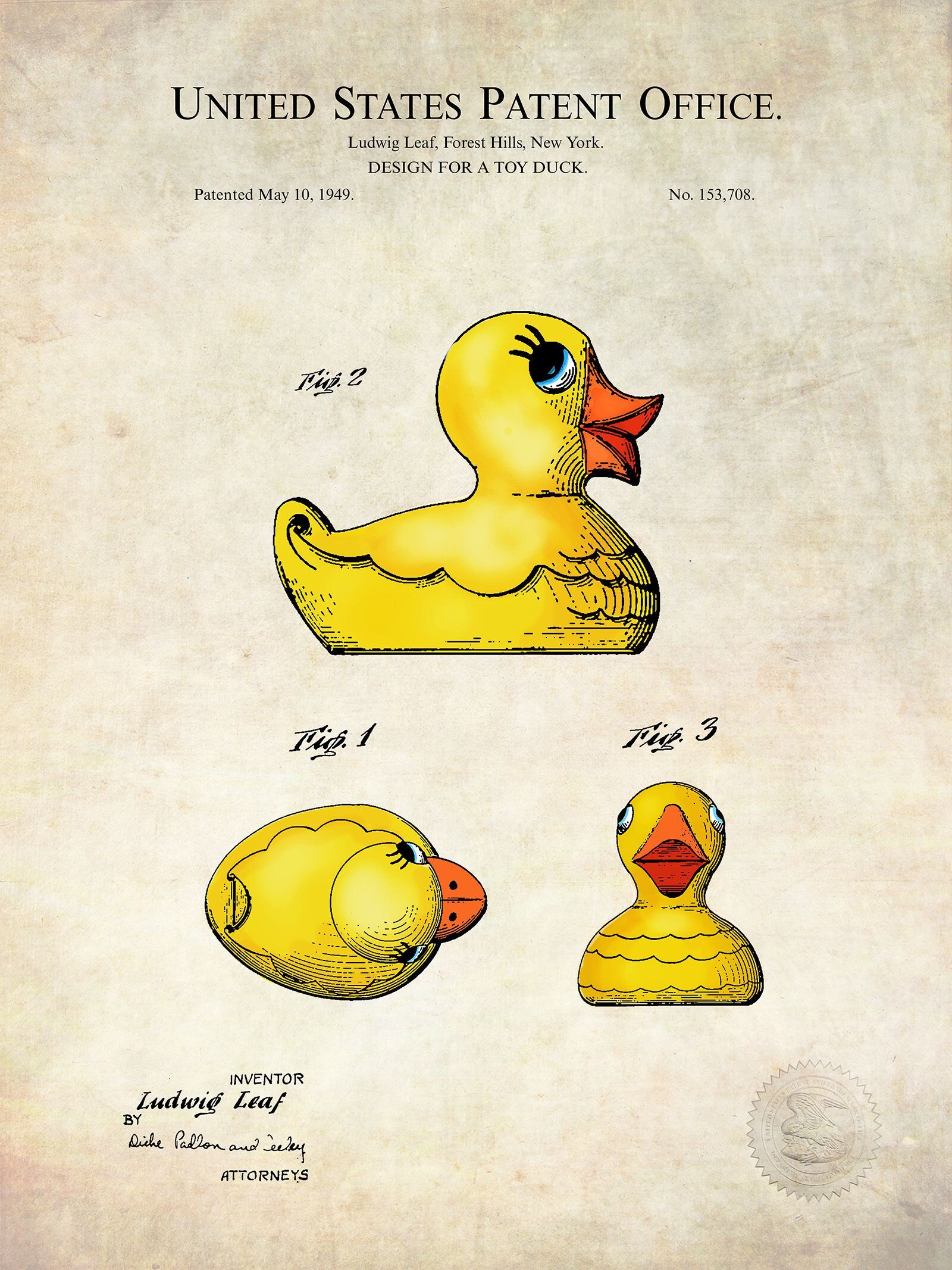 Rubber Duck Patent Vintage Illustrations Ready cheapest to Hang Roll Down Industrial Decorative Canvas Scroll Bathroom Art