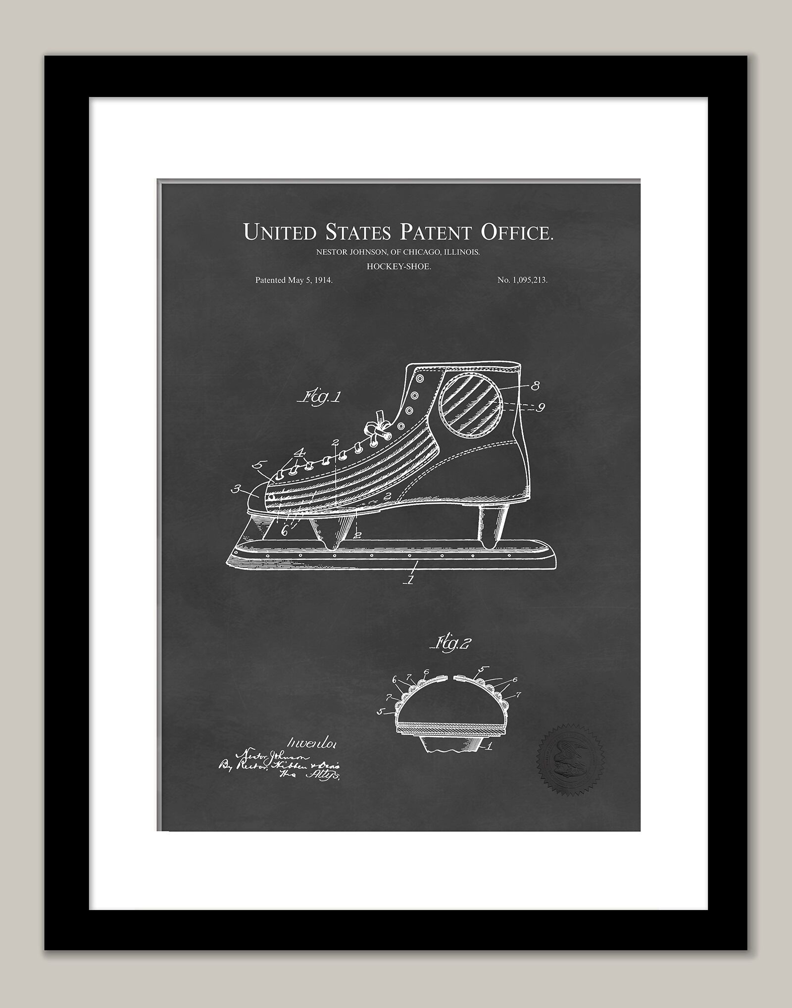Ice Hockey Skate | 1914 Patent Print