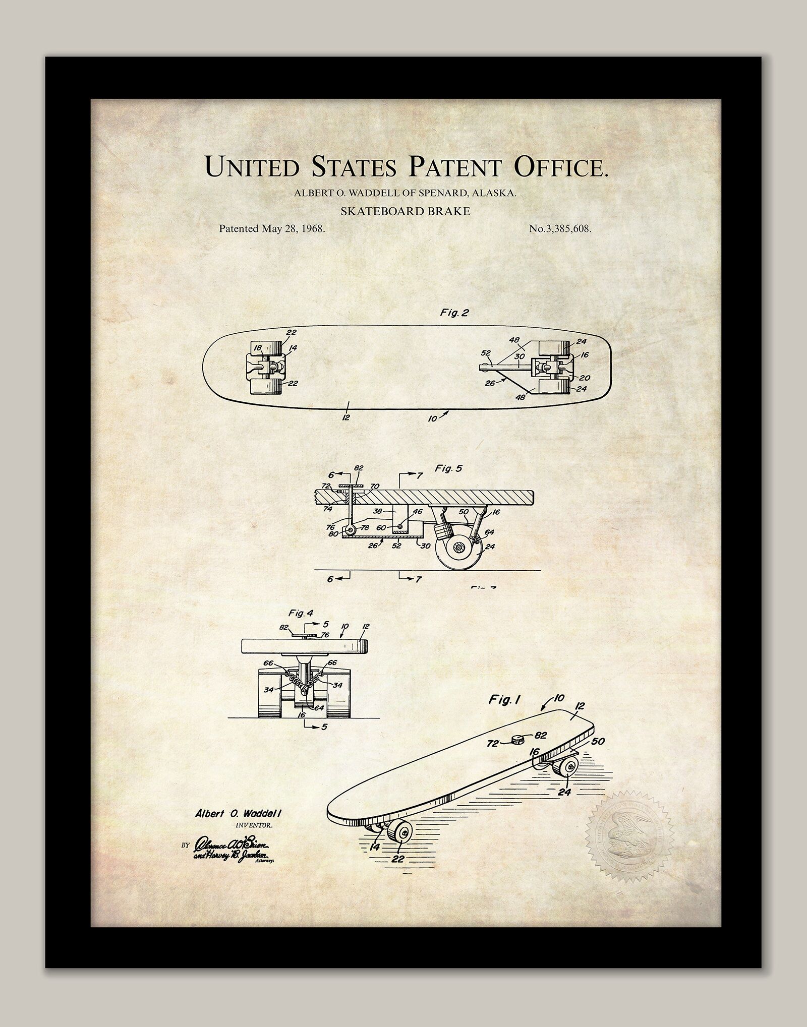 Skateboard Concept | 1968 Patent Print