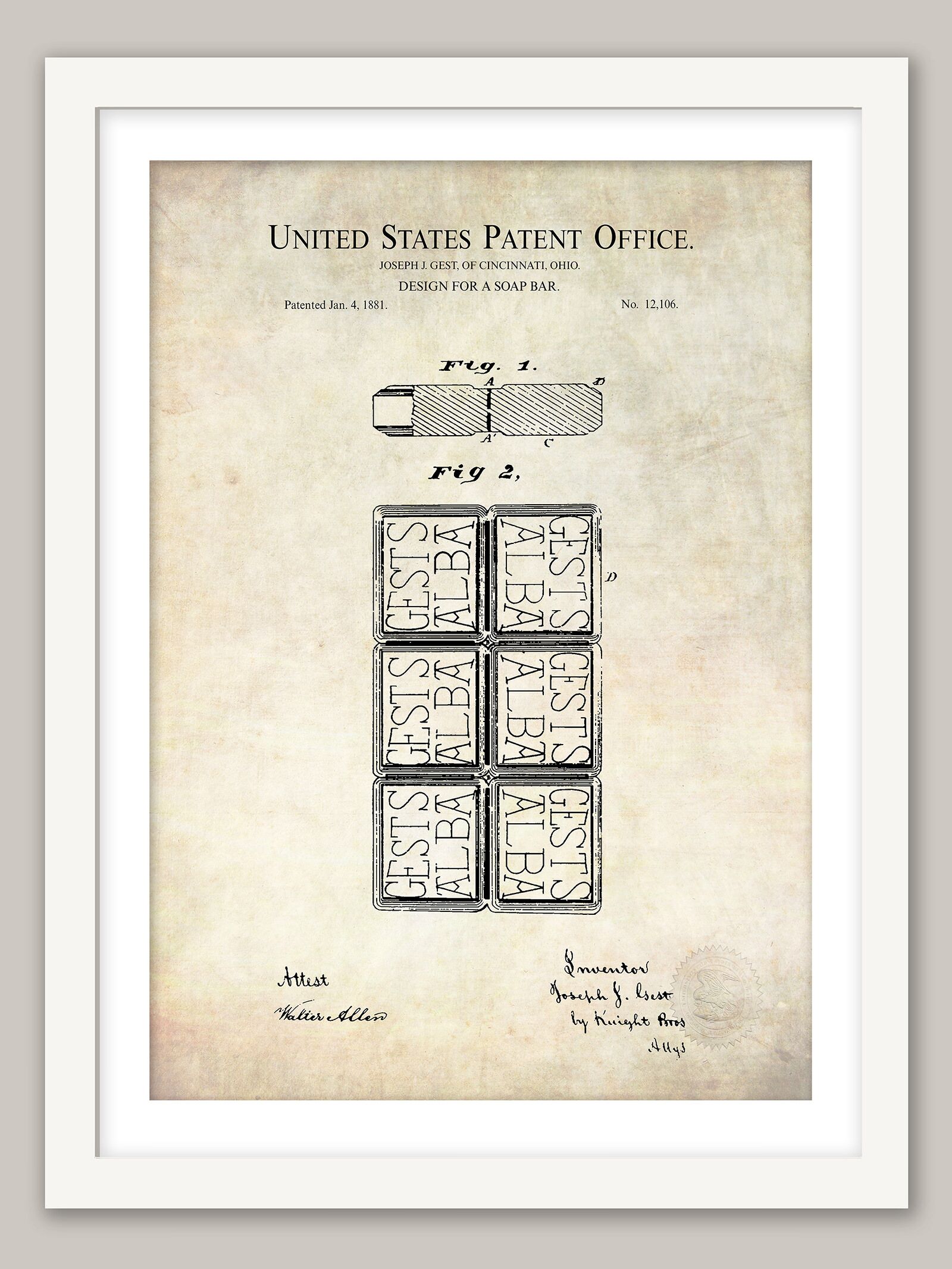 Retro Soap Bar Print | 1881 Patent