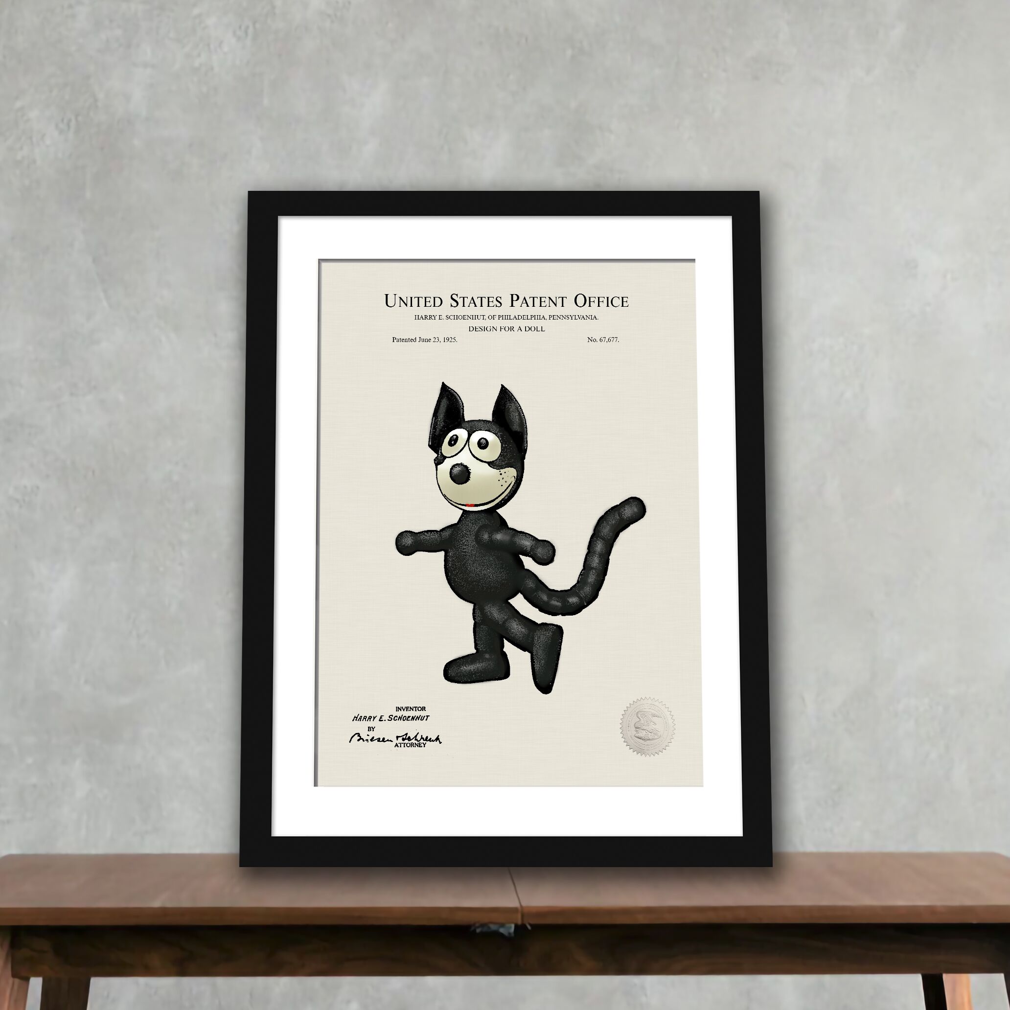 Felix the Cat | 1925 Toy Patent | Vintage Cartoon Print
